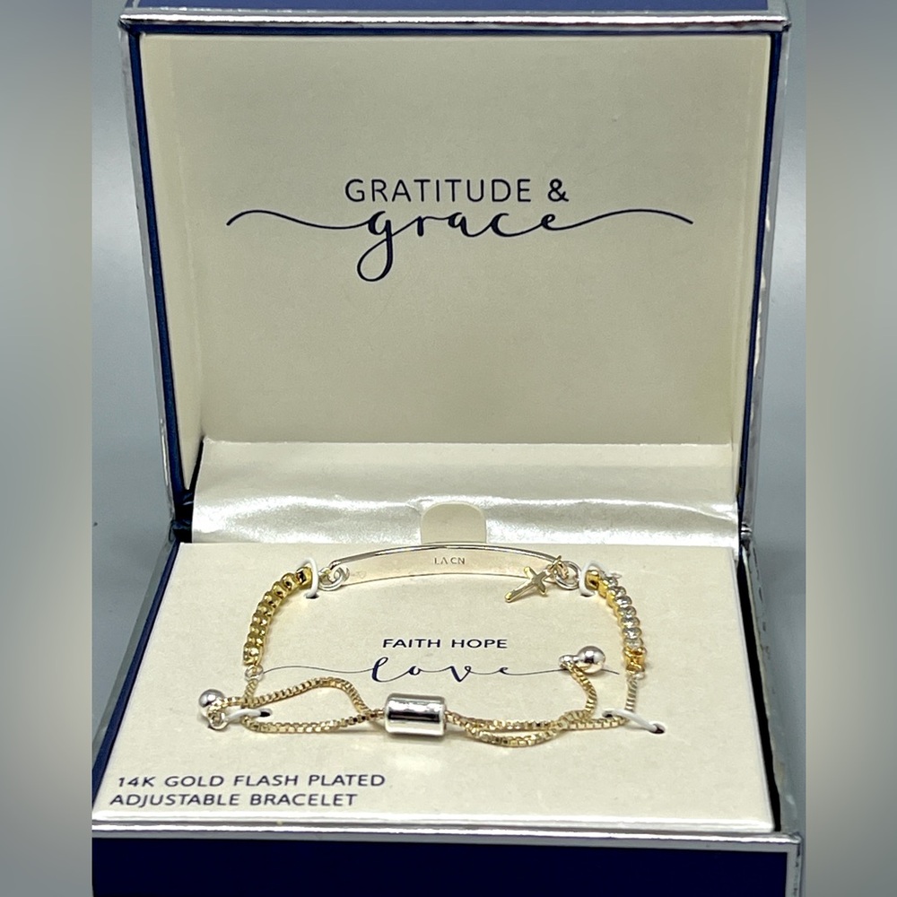 Gratitude & Grace Gold Tone Adjustable Bracelet